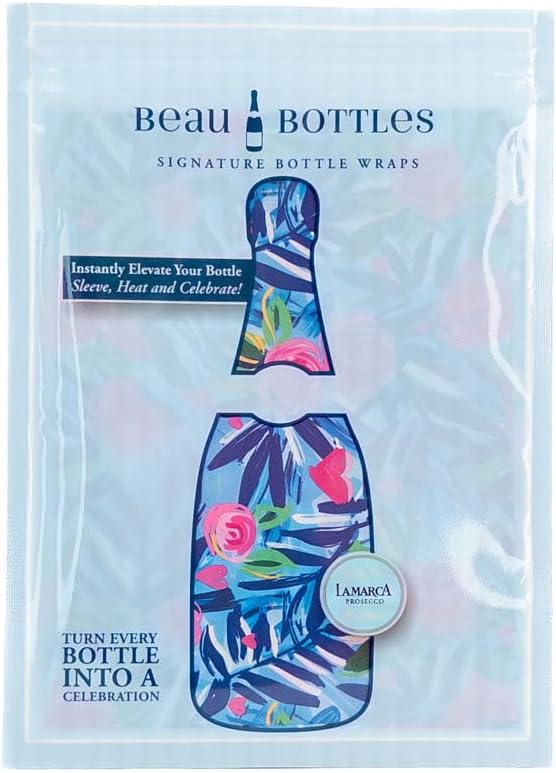 Beau Bottles Preppy Roses with Love Wine Label Wrap for 750ml Champagne Bottle