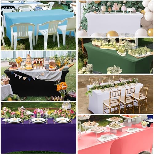Obstal 6 Pack Stretch Spandex Table Covers for 6 Foot Tables