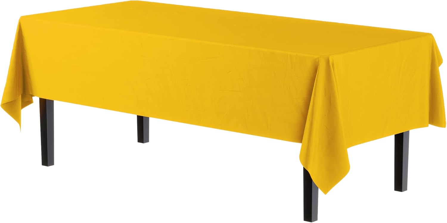 Exquisite 12-Pack Yellow Plastic Tablecloth Rectangle 54x108