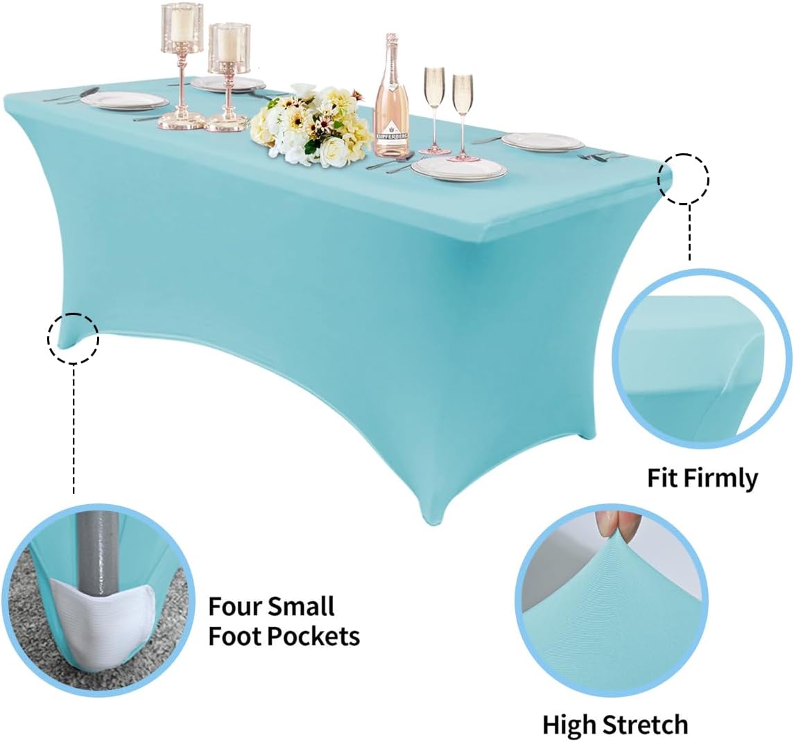 HAORUI 6FT Stretch Tablecloth 4 Pack Durable and Soft