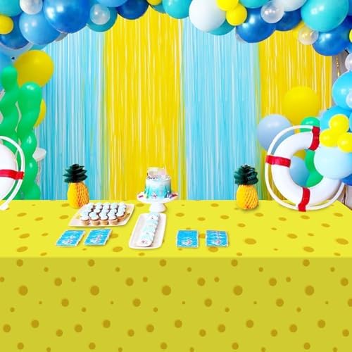 3Pcs Cartoon Yellow Tablecloths for Birthday Parties