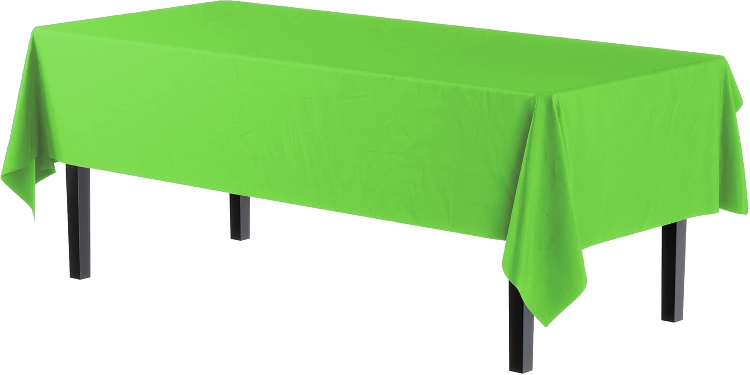 Exquisite 12-Pack Premium Plastic Tablecloth 54in x 108in Rectangle Lime Green