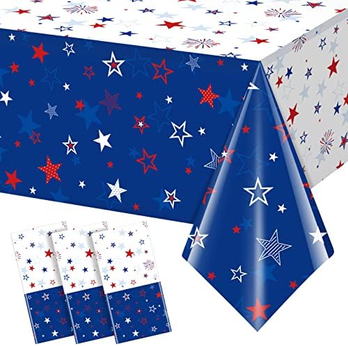 3 Pack Patriotic Tablecloths for 4th of July Party Decor