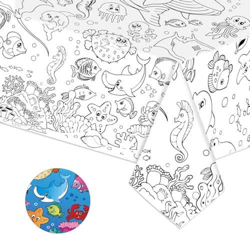 Ocean-Themed Giant Tablecloth for Kids 54x108 Inch