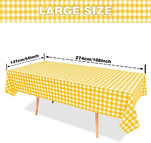Vedran 2 Pack Yellow Gingham Tablecloths for Party Decorations