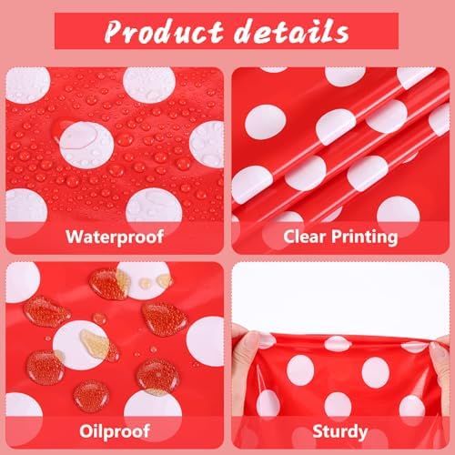 Kesfey 3 Pack Red Polka Dot Tablecloths 54x108 Inch Mickey Mouse Theme