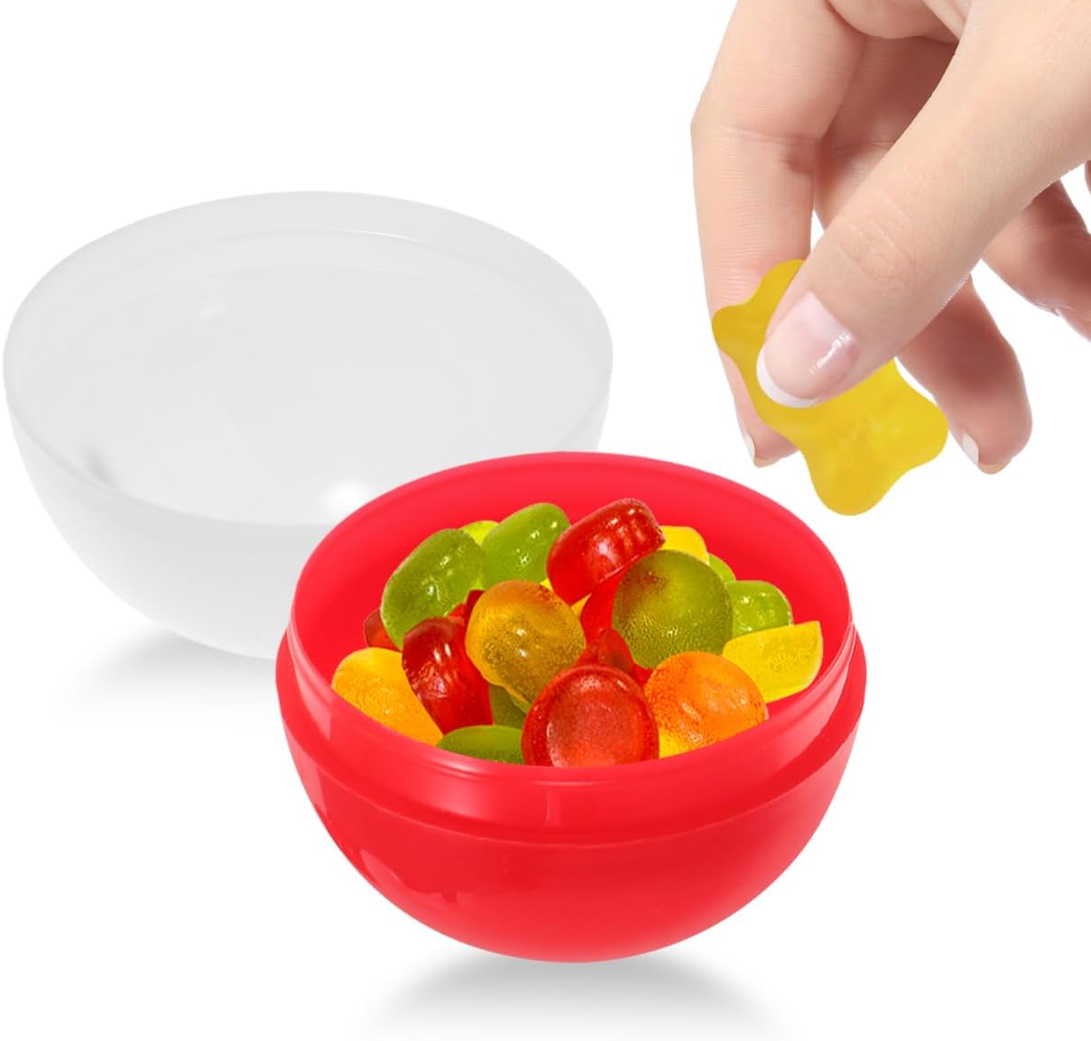 SHOWERORO 50Pcs Red White Plastic Candy Balls for Vending Machines