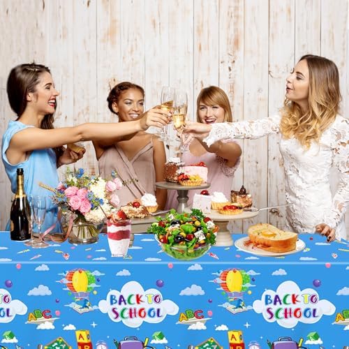 2 Pack Back to School Tablecloths Blue and Pink