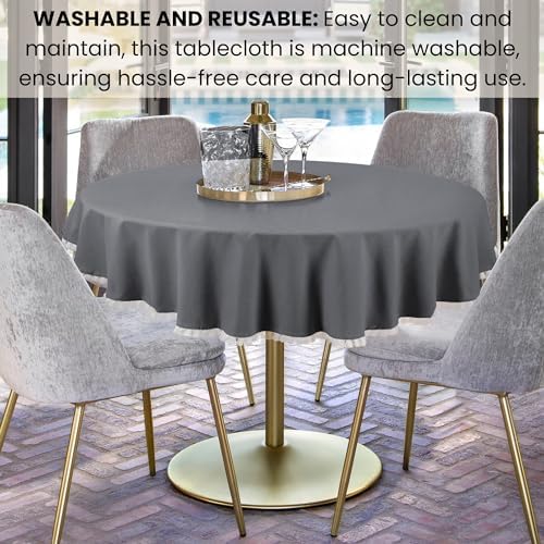 Cotton Clinic Rustic Round Tablecloth 60 Inches Dark Grey