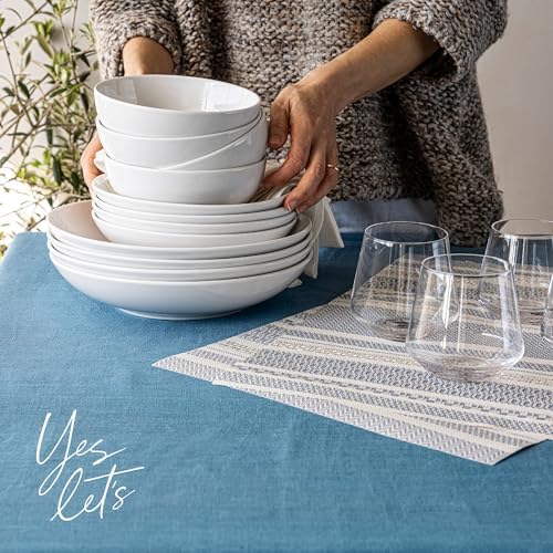 OverBack 100 Linen Woven Tablecloth - Blue 70x90
