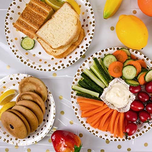 4 Pack Plastic Tablecloths with Gold Dot Design