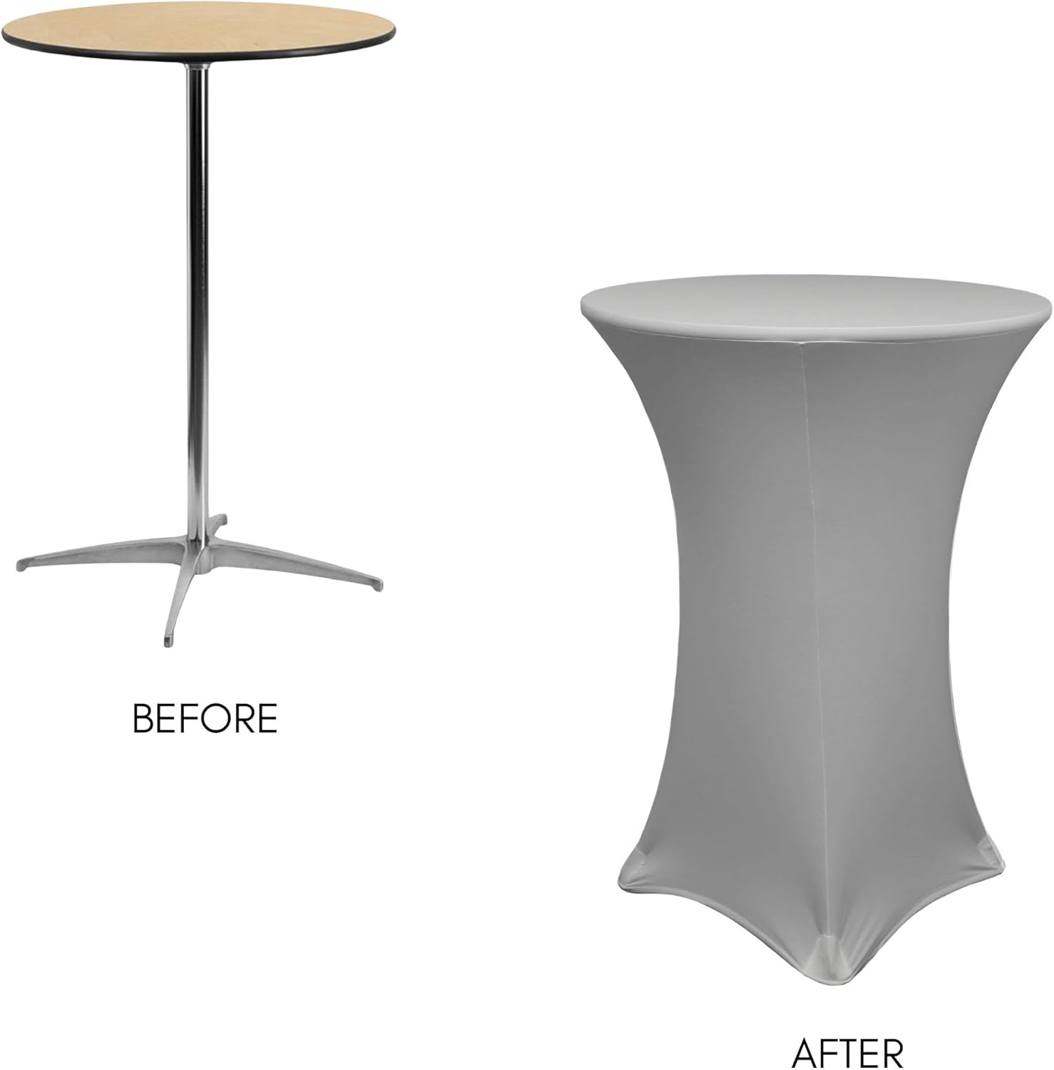 Your Chair Covers - 30 D x 42 H Stretch Spandex Table Cover Grey