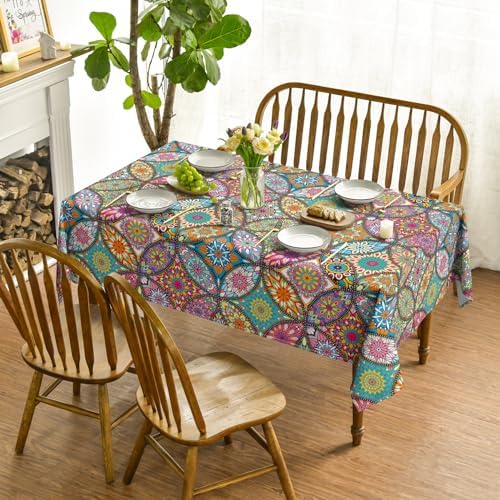 Horaldaily Boho Style Rectangular Tablecloth 60x84 Inch