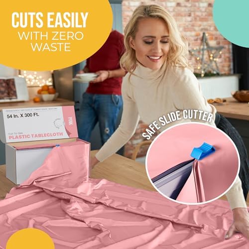 Exquisite Pink Plastic Table Cover Roll