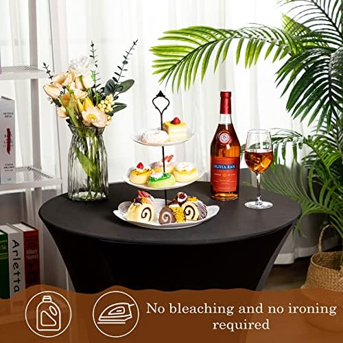 Linyuthia 14 Pack Spandex Round Tablecloths Black
