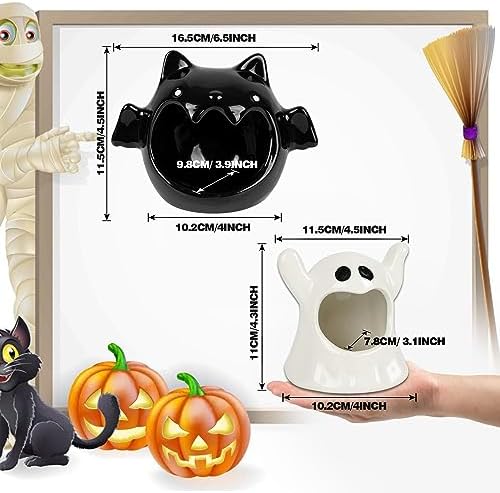 Kolewo4ever 4 Piece Halloween Candy Dish Holder Ceramic Bat Ghost Shape