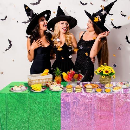 4 Pcs Iridescent Pink Green Tablecloths for Party Decorations