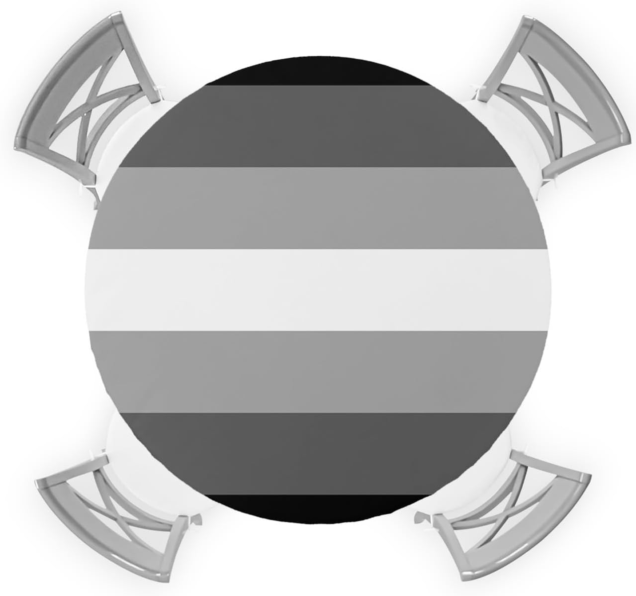 Black White Stripe Round Waterproof Table Cover Fitted Tablecloth