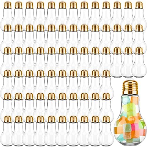72 Plastic Light Bulb Candy Boxes with Gold Lids