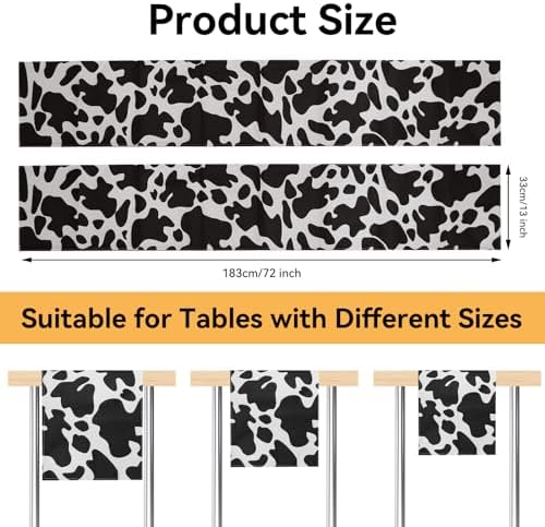 5 Pcs Linen Cow Print Table Runner Farm Tablecloth