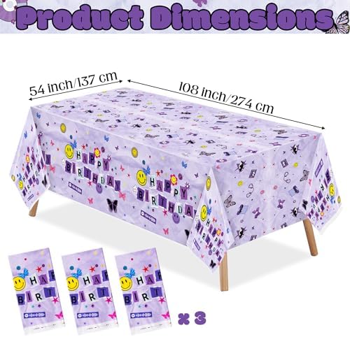 Pop Music Themed Tablecloths - 3pcs Waterproof Plastic Covers