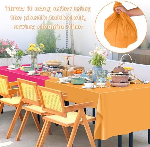 6Pcs Neon Plastic Table Cloths Set Rainbow 54x72 Inch Disposable Table Covers