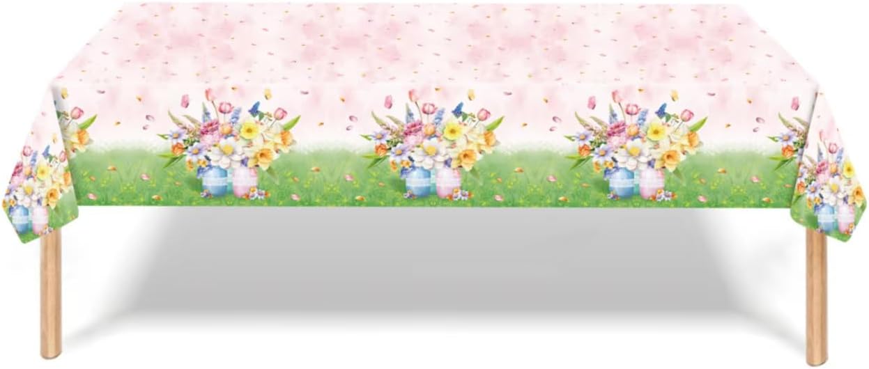 2 Pack Spring Floral Plastic Tablecloths for Home Decor