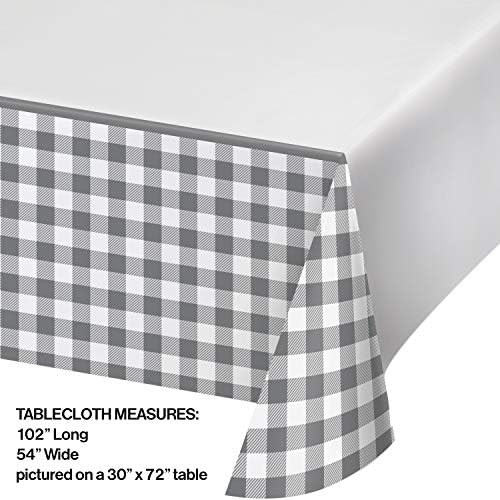 Creative Converting Gray and White Buffalo Check Tablecloth 54 x 102