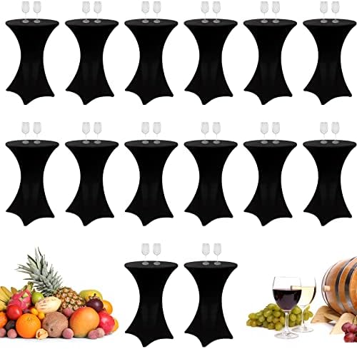 Linyuthia 14 Pack Spandex Round Tablecloths Black
