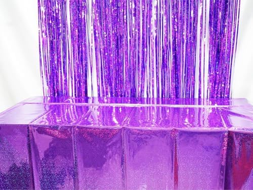 GREATRIL Purple Shiny Tablecloth 54 x 108 Inches 2 Pack