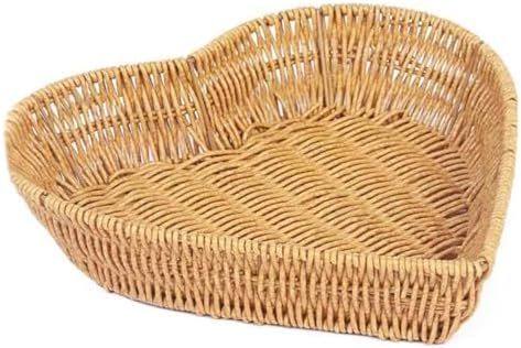 Artificial Rattan Serving Tray with Heart Shape Design