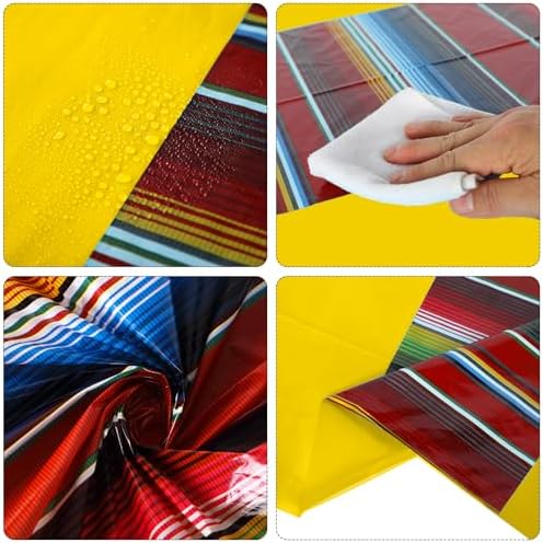 Oudain 12 Pcs Mexican Striped Tablecloth 108x54 Inch Waterproof Fiesta Cover