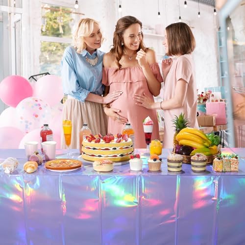 3 Pack Iridescent Light Purple Tablecloths for Parties