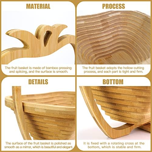 Foldable Bamboo Fruit Basket with Handle