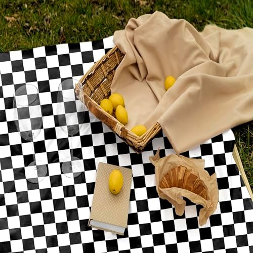 3 Pack Black and White Checkered Tablecloths for Parties