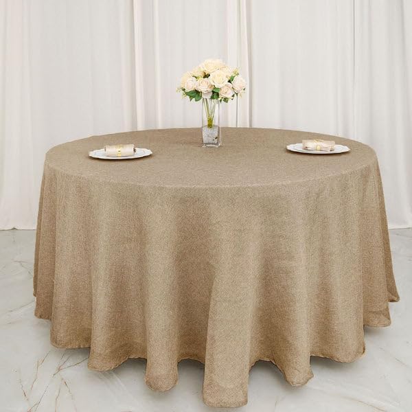 Balsa Circle 120 Inch Round Faux Burlap Tablecloth
