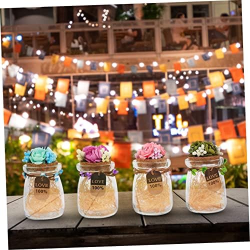 MAGICLULU 4pcs Colorful Glass Candy Bottles with Cork for Party