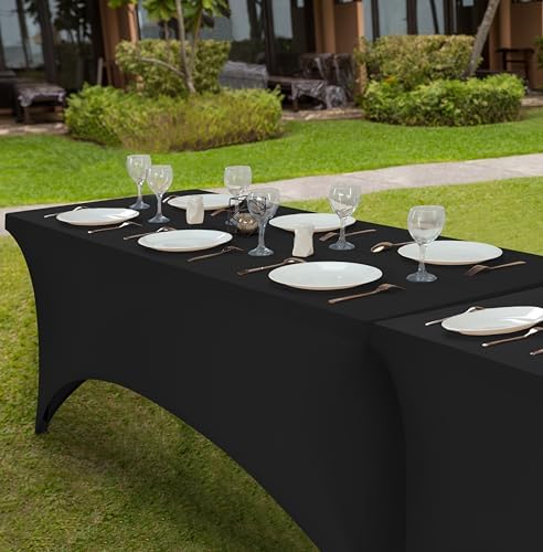 Utopia Kitchen 6FT Spandex Tablecloth Black 200 GSM
