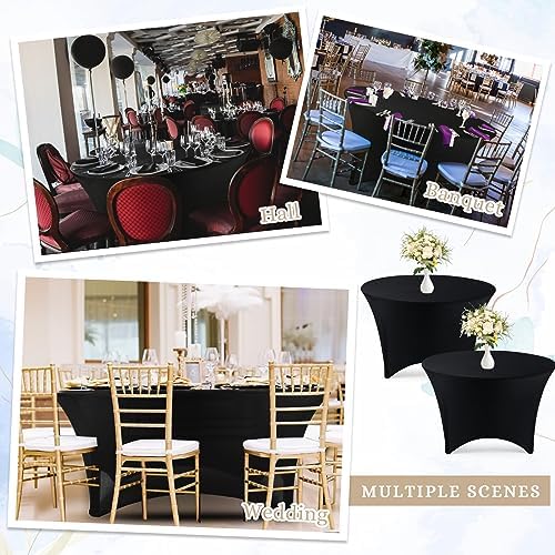 Peryiter 15 Pack Black Spandex Round Tablecloth