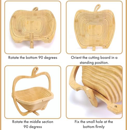 RoyalHouse Bamboo Foldable Fruit Bowl Apple Shape