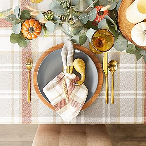 DII Autumn Collection Tabletop Decoration Tablecloth 60x84 Cozy Plaid