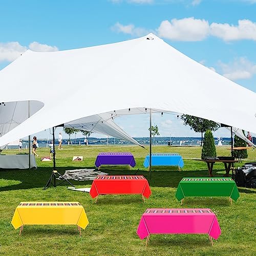 Oudain 12 Pcs Mexican Striped Tablecloth 108x54 Inch Waterproof Fiesta Cover