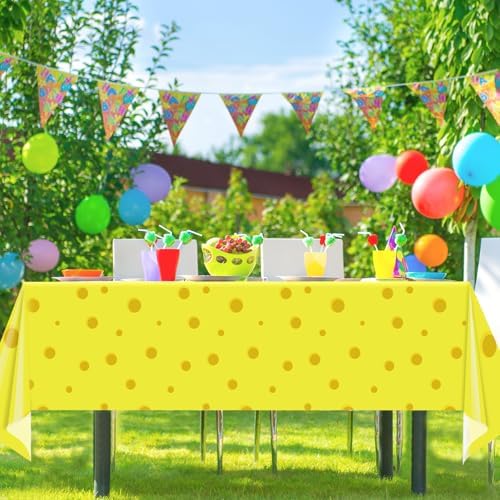 3Pcs Cartoon Yellow Tablecloths for Birthday Parties