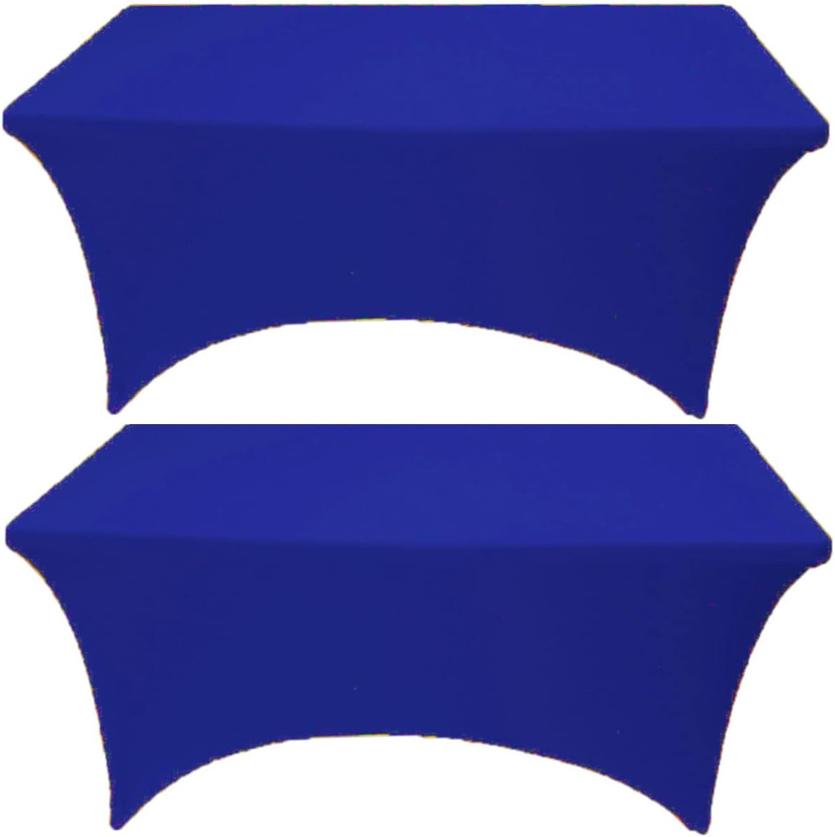 2 Pack 6FT Royal Blue Spandex Tablecloth for Rectangular Table Events