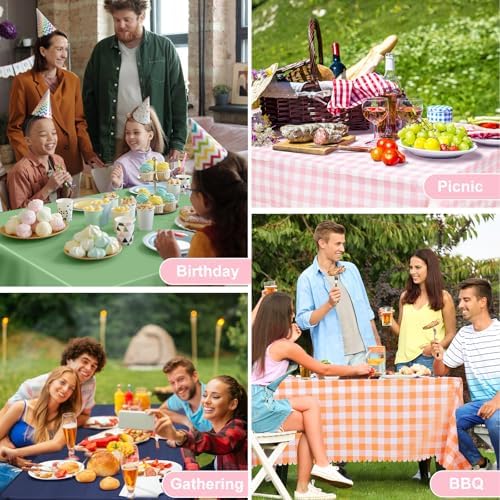 3 Pack Pink Gingham Tablecloths for Parties
