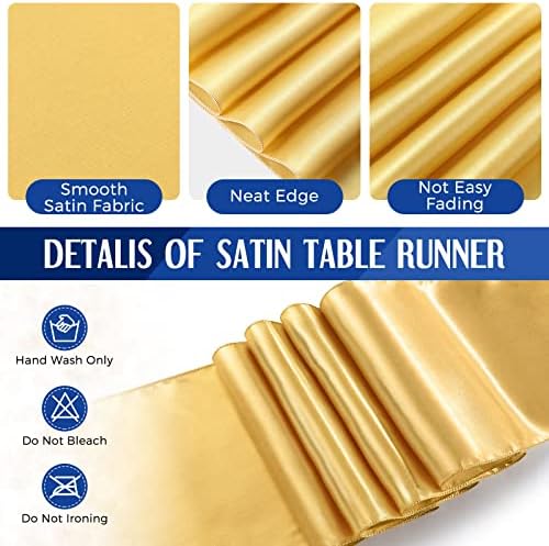 Breling 8 Pack Navy Blue Gold Tablecloths and Satin Runner Set