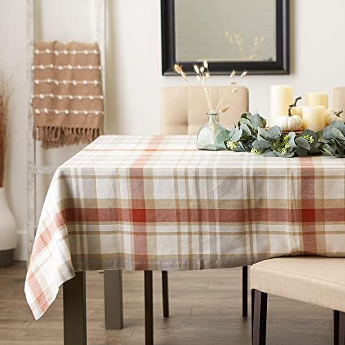 DII Autumn Collection Tabletop Decoration Tablecloth 60x84 Cozy Plaid