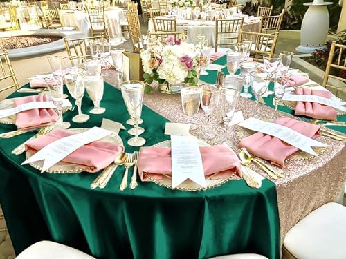 12 Pack 120 Inch Round Tablecloth Hunter Green Satin