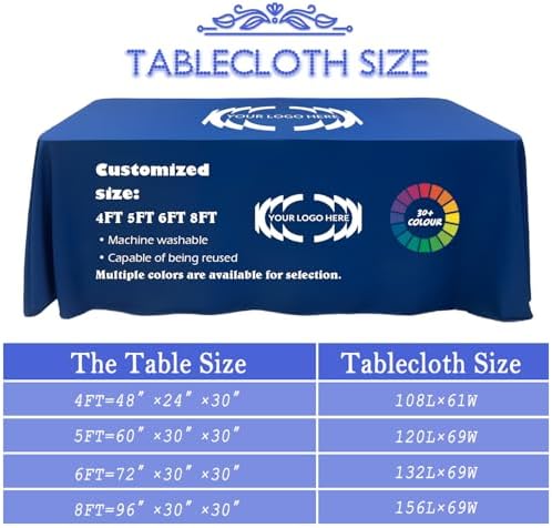 Customized Table Cloth with Logo 4FT 5FT 6FT 8FT for Events