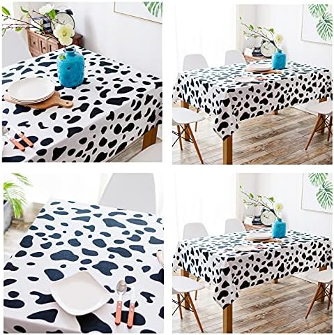 2 Pcs Disposable Black and White Cow Print Plastic Tablecloth
